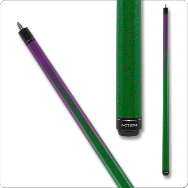 Action – Heavy Break Cue – Purple & Green – 25oz | Golden Break Billiards