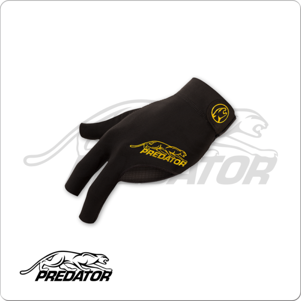 BGLPY Predator Black w/ Yellow Glove – Bridge Hand Left | Golden Break Billiards