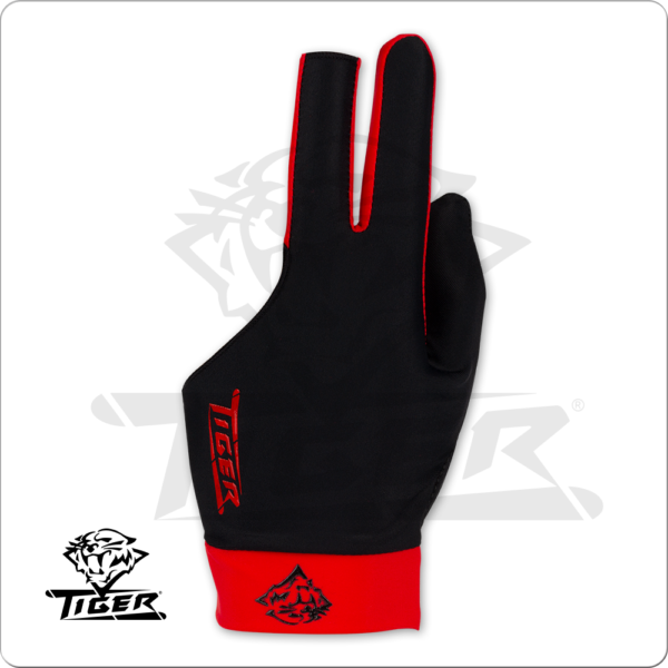 Tiger Pro Black & Red Glove – Bridge Hand Left | Golden Break Billiards