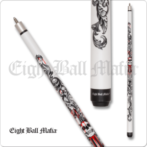 EBM33 Eight Ball Mafia – White w/ Skull & Sword Design | Golden Break Billiards