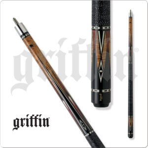 GR17 Griffin – Brown Stain w/ Black, White & Cherry Diamonds | Golden Break Billiards