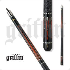 GR30 Griffin – Black, Brown Stain w/ Skulls | Golden Break Billiards