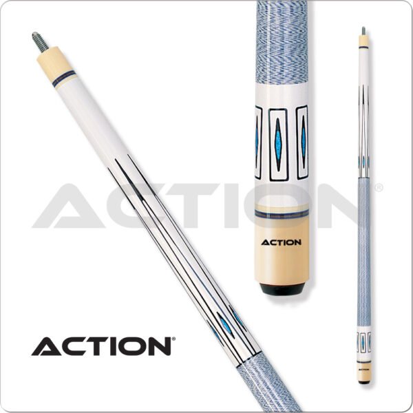 Action – Impact – White & Blue w/ Lacquered Wrap | Golden Break Billiards
