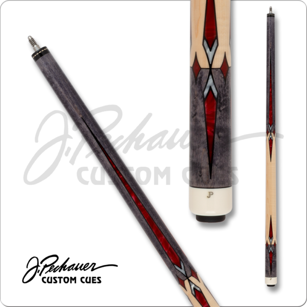 Pechauer – JP – Smoke Stain w/ Red Pearl Points & Inlays | Golden Break Billiards