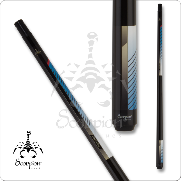 Scorpion – HD-Tech – Black w/ Red, White & Blue – with Wooden Shaft | Golden Break Billiards