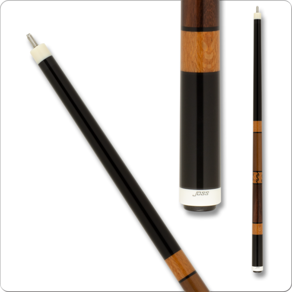 Joss – Black w/ Cumaru Handle & Inlay Lacewood Rings | Golden Break Billiards